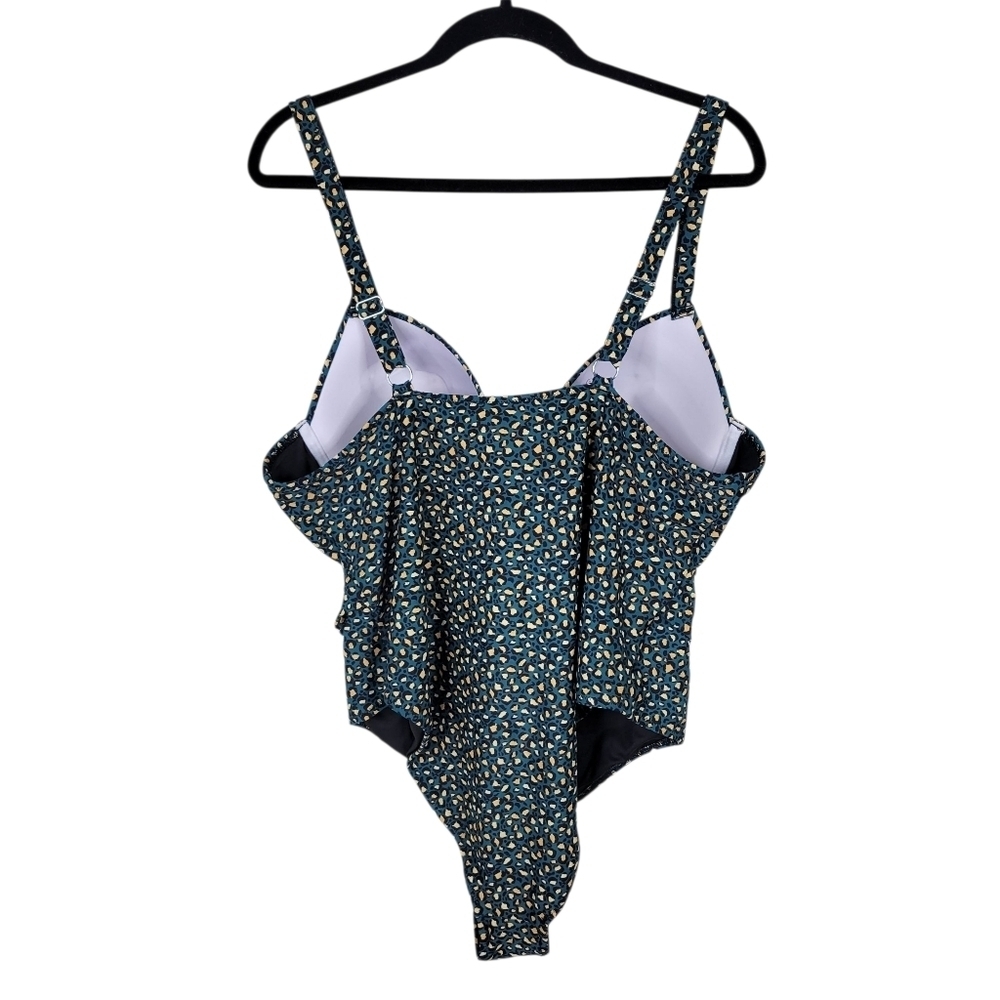 Cupshe One Piece Swimsuit Size 4X Leopard Print O Ring Belt Molded Cups New - Picture 3 of 8